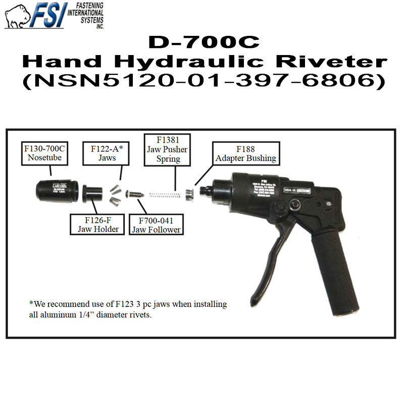 D700VM Hand Hydraulic Riveter for Rivet Nuts - FSI Tools